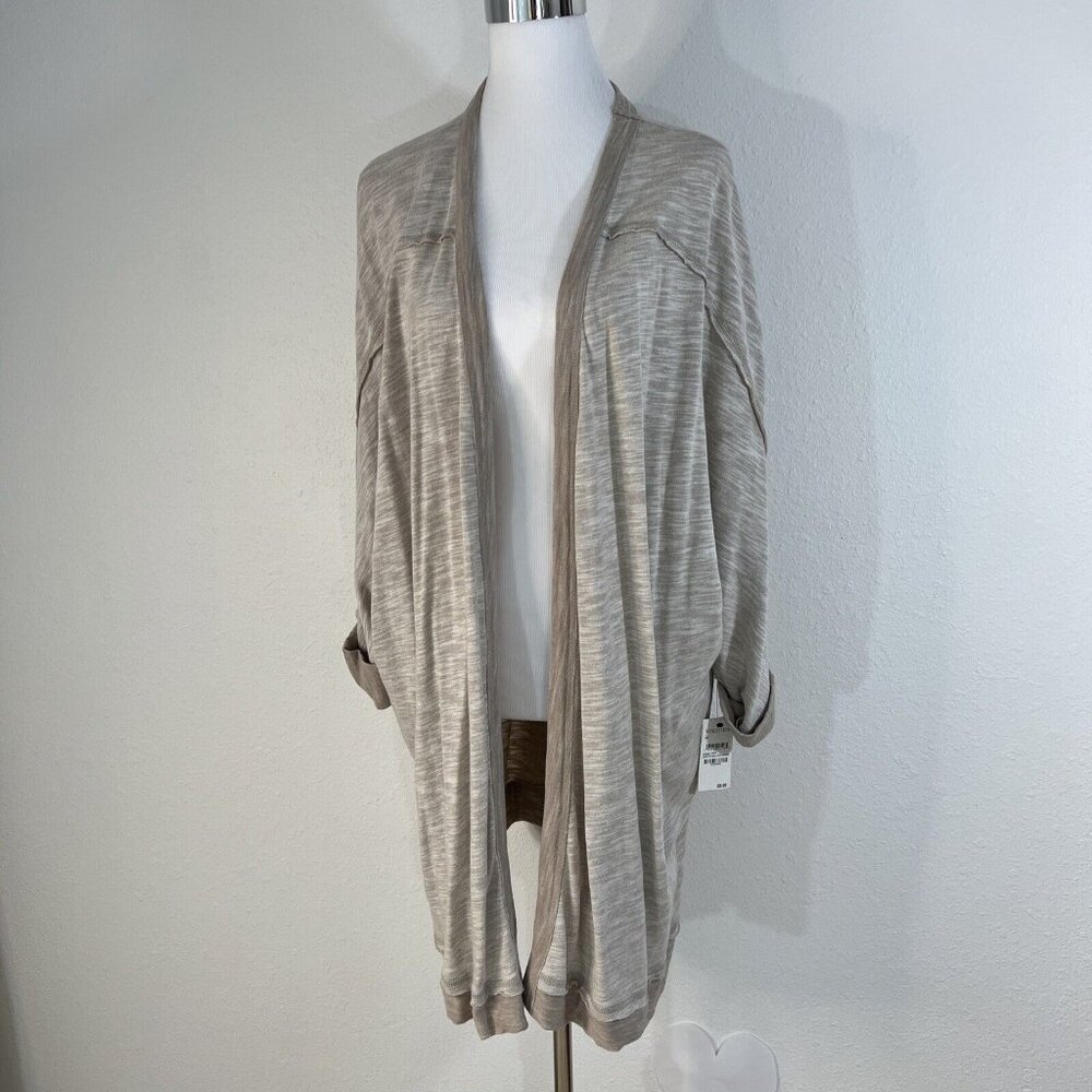 Caslon Sweater Womans 3X Cardigan Tan Knit Open Front Tabbed Sleeve  NWT